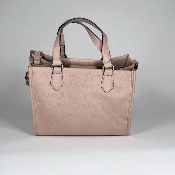 Juicy Couture Neutral Monogram Mini Crossbody Tote Handbag with Heart Charm Nwot - Picture 3 of 16